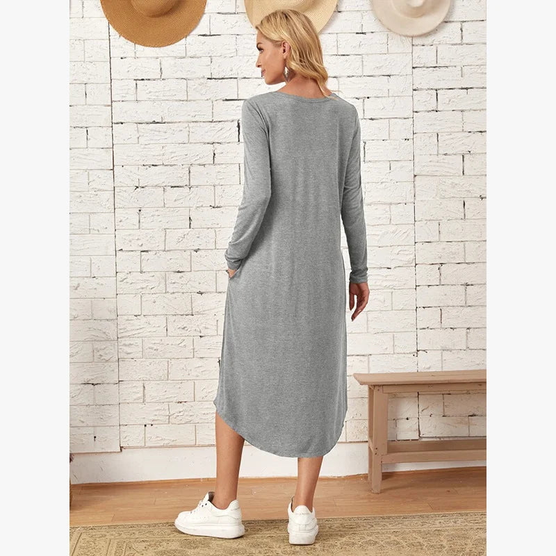 Zomerjurk Rok Lang Mouw Casual Vrouwen