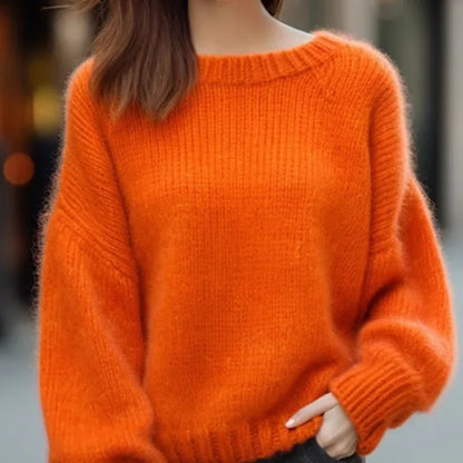 Vrouwen Trui Warm Oranje Korte Mouw