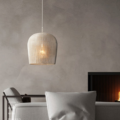 Japandi Rotan Hanglamp Handgeweven Wit Zwart Rond 31cm tot 61cm Eetkamer Woonkamer