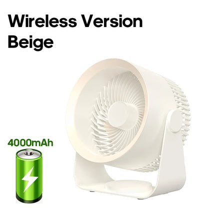 Draadloze Circulatie ventilator 4000mAh Oplaadbaar Wandmontage Zonder Boren Stil Bureau Badkamer Slaapkamer Luchtcirculatie