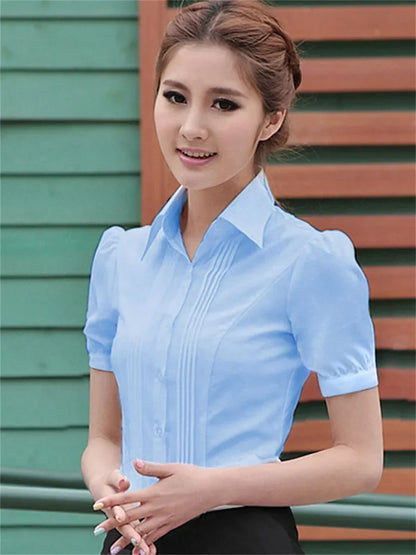 Vrouwelijke Zomer Blouse Elegante Korte Mouw