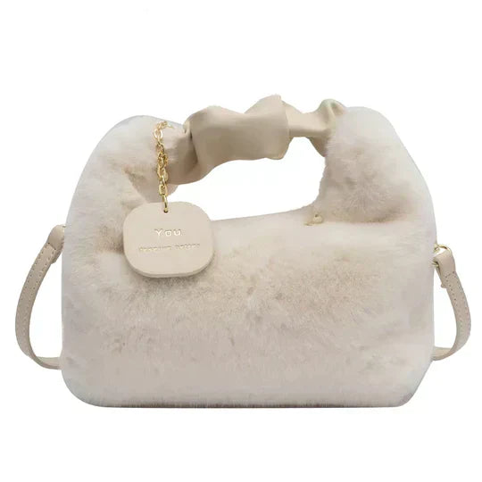 Dames Kunstbont Schoudertas Faux Fur Zwart