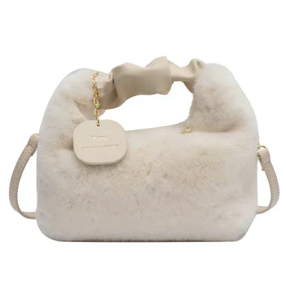 Dames Kunstbont Schoudertas Faux Fur Zwart