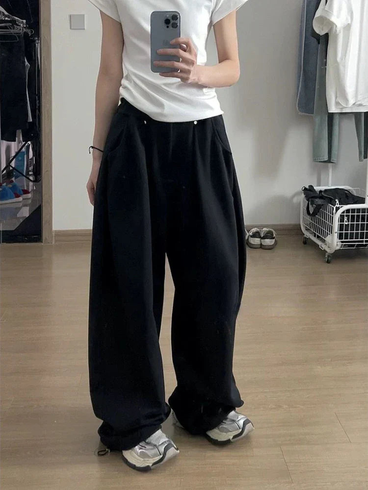 Dames Oversized Joggingbroek Zwart Sweatpants