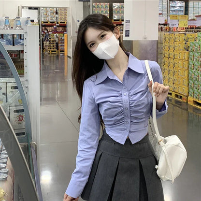 Elegante Plissé Blouse voor Vrouw