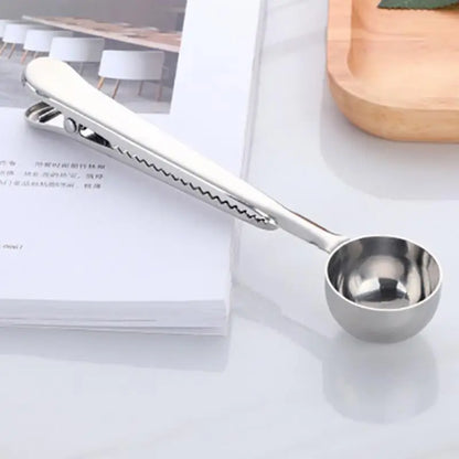 Koffielepel met Clipfunctie – RVS Maatlepel & Zaksluitclip voor Koffie en Thee