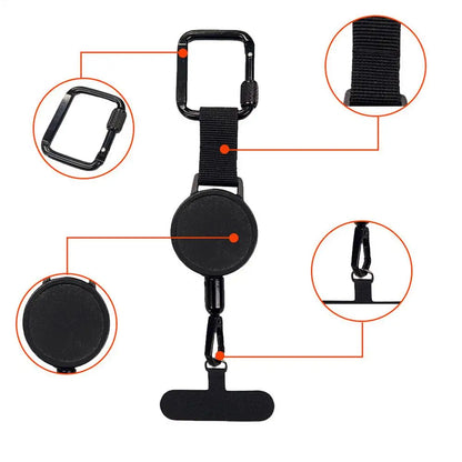 Intrekbare Telefoonhouder met Diefstalbeveiliging en Riemclip voor Actieve Levensstijl
