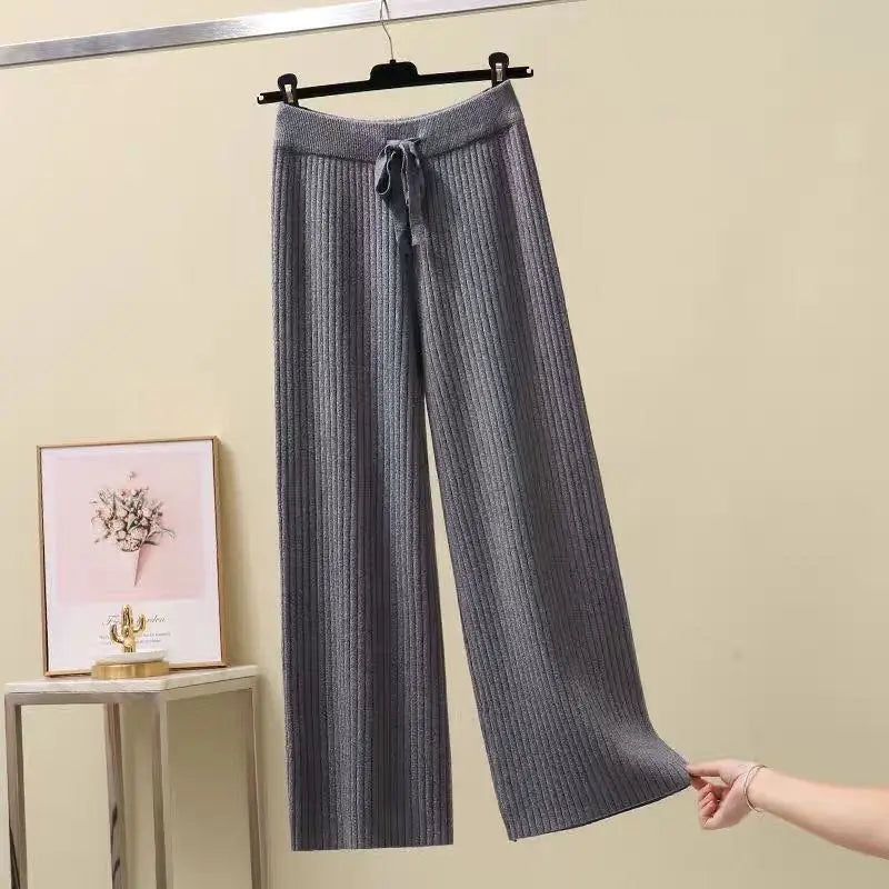 Dames Oversized Broek Zwart Gebreid Comfortabel