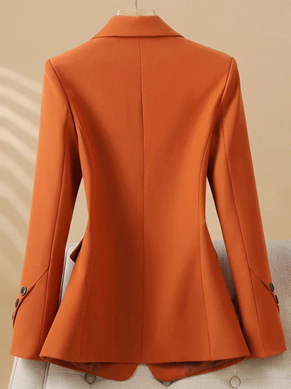 Oranje Enkelrij Blazer Lange Mouwen Dames