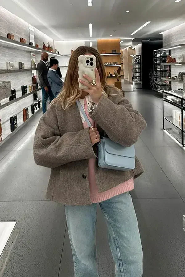 Korte Winterjas Dik Warm Oversized Voor Vrouw