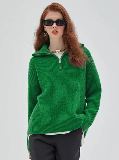 Dames Trui Gebreide Turtleneck Rits Trui Warm en Stijlvol