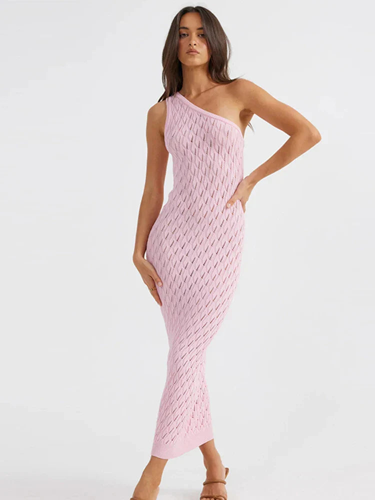 Jurk Asymmetrisch Lang Knitlook Jurk voor Vrouw