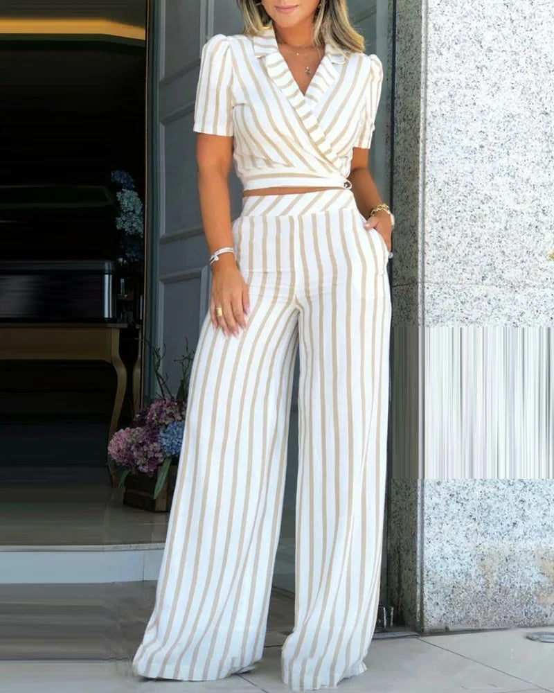 Streepjes Jurk en Broek Set voor Vrouw - StudioMarella