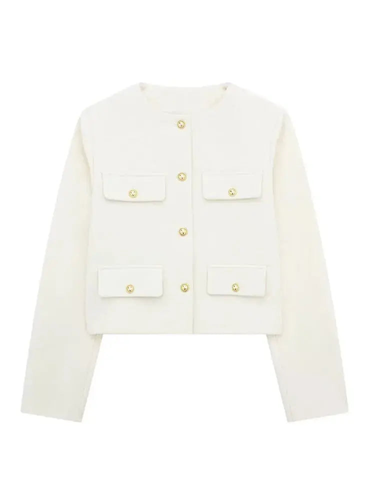 Dames Blazer Tweed Jas Klassiek Design