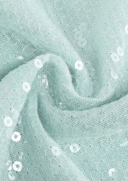 Mintgroene Jurk Lange Mouwen Glitter Dameskleding