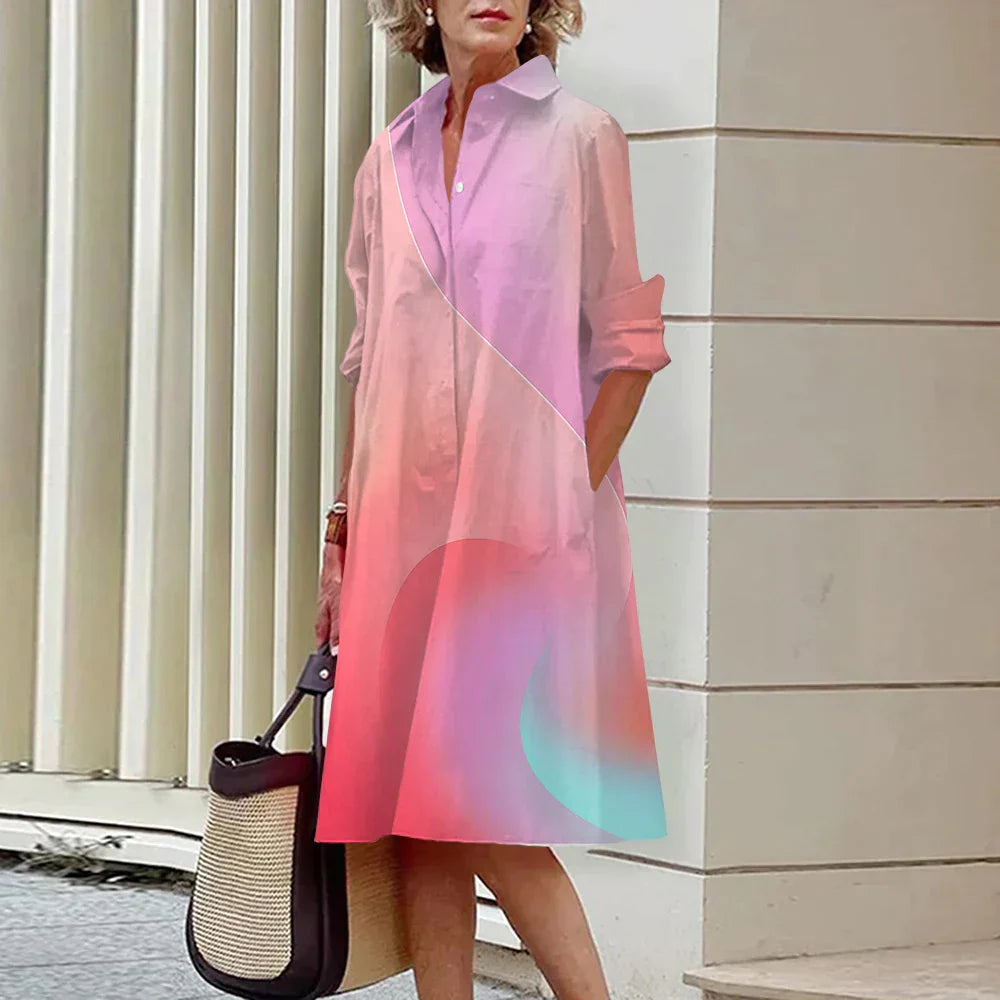 Vrouwelijke Midi-jurk met Lange Mouwen Modern Design