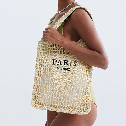 Rieten Strandtote voor Vrouw Met Doorlopende Steek - StudioMarella