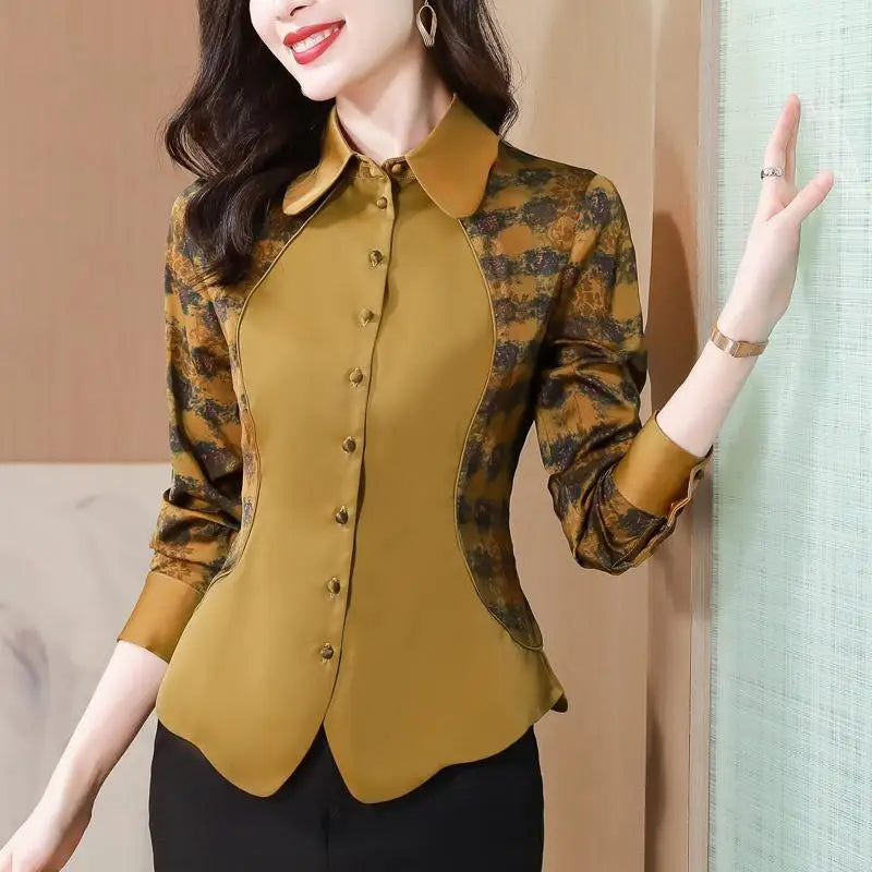 Vrouwen Blouse Lente Mode Patchwork Stof