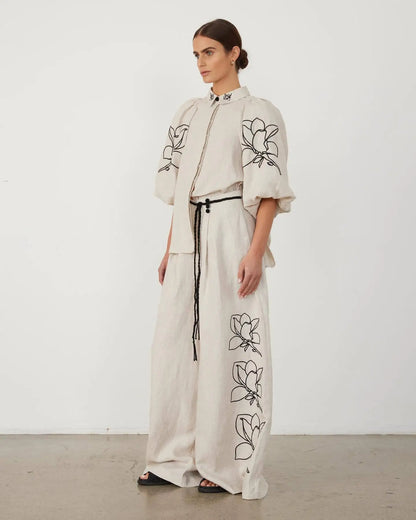 Dames Zomerjurk Linnen Outfit Katoen Set