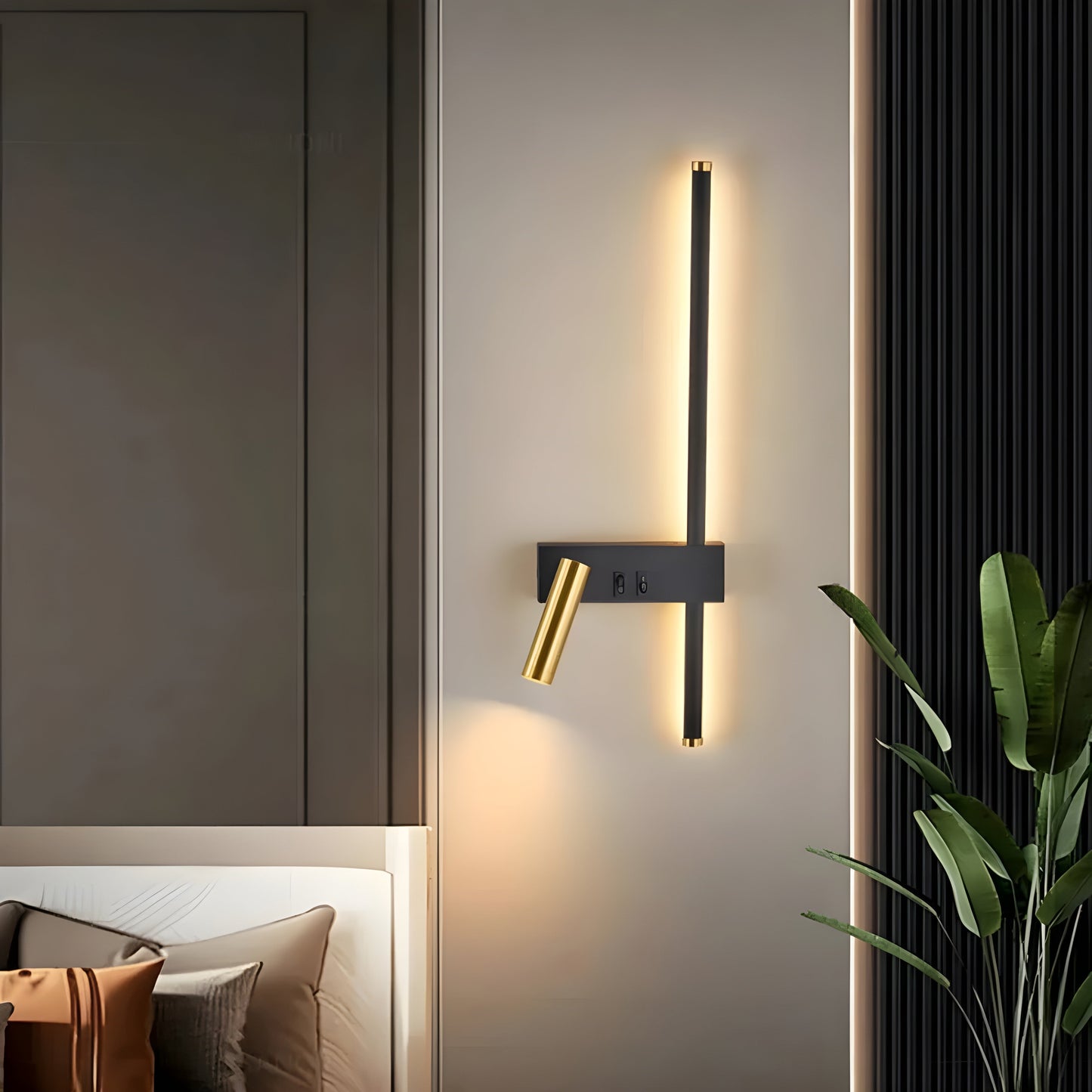 Wandlamp LED Zwart Goud Met Schakelaar Up Down Light