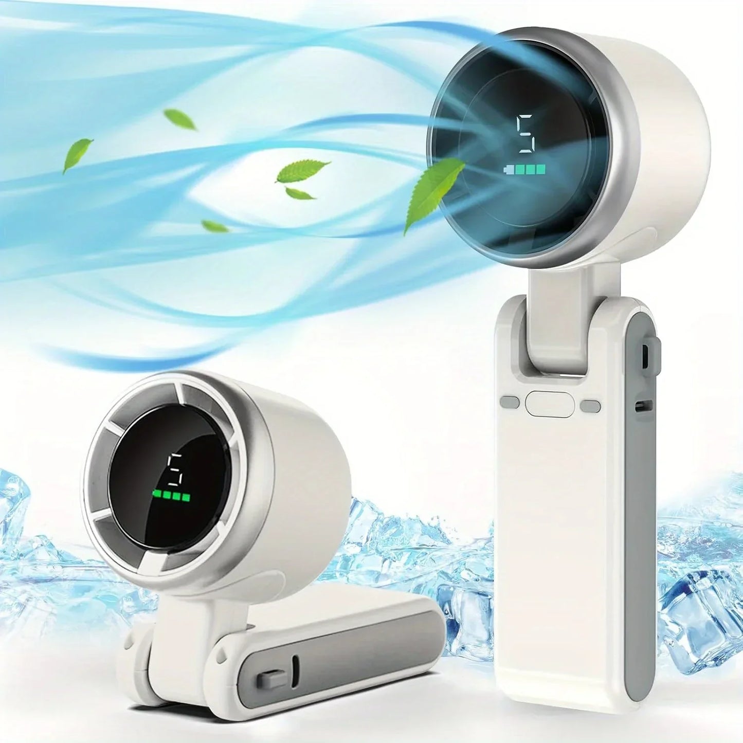 Draagbare Handheld Turboventilator 5 Snelheden Opvouwbaar Compact Reisventilator Oplaadbaar Batterij USB
