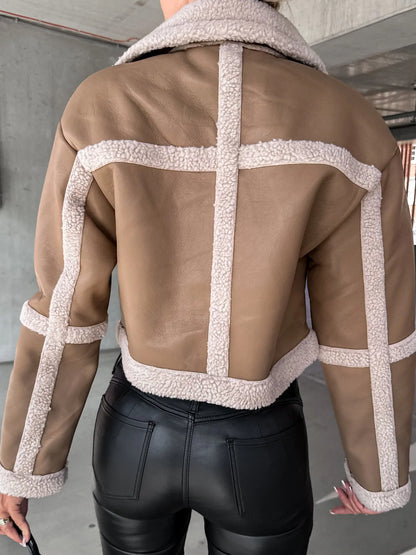 Zachte Pluche Jas voor Vrouw Casual Stijl