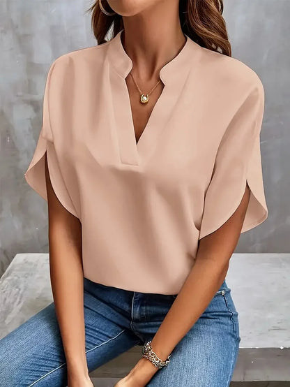 Vrouwelijke Blouse met V-hals Zacht en Stijlvol