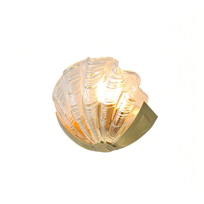 Glazen Wandlamp Schelp Design Messing & Glas Luxe Afwerking voor Gang en Slaapkamer