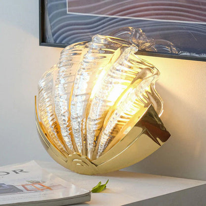 Glazen Wandlamp Schelp Design Messing & Glas Luxe Afwerking voor Gang en Slaapkamer