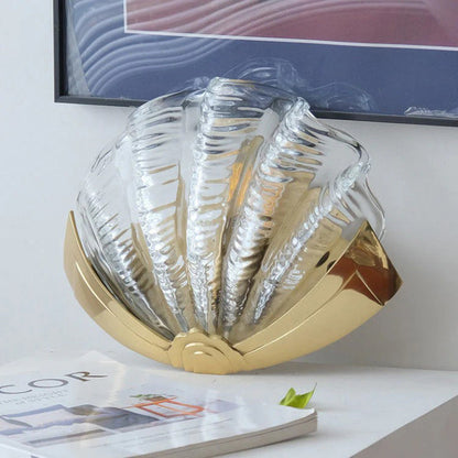 Glazen Wandlamp Schelp Design Messing & Glas Luxe Afwerking voor Gang en Slaapkamer