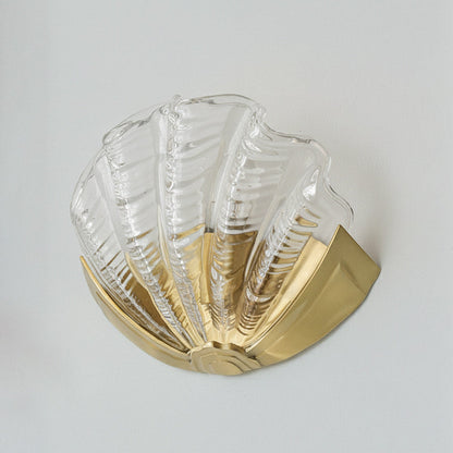 Glazen Wandlamp Schelp Design Messing & Glas Luxe Afwerking voor Gang en Slaapkamer