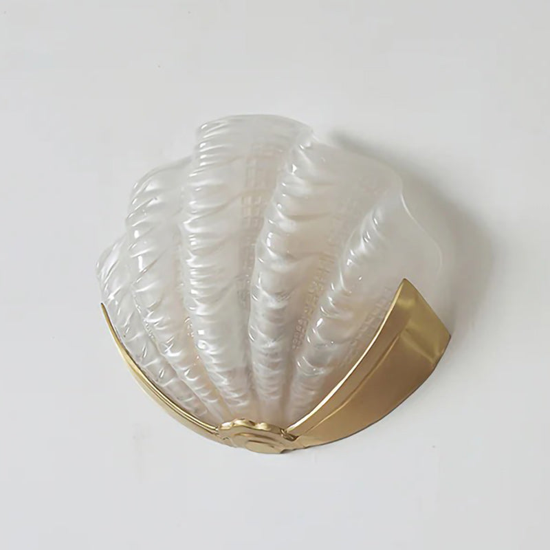Glazen Wandlamp Schelp Design Messing & Glas Luxe Afwerking voor Gang en Slaapkamer