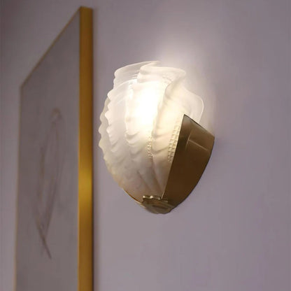 Glazen Wandlamp Schelp Design Messing & Glas Luxe Afwerking voor Gang en Slaapkamer