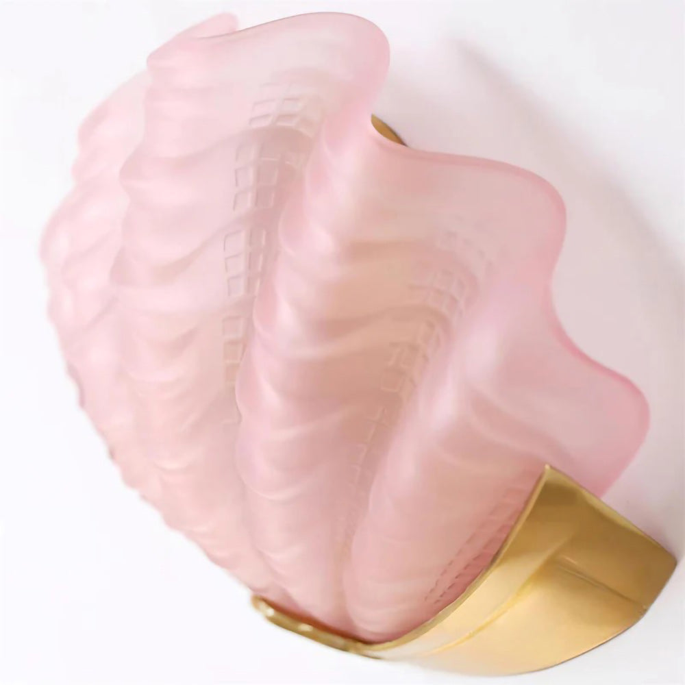Glazen Wandlamp Schelp Design Messing & Glas Luxe Afwerking voor Gang en Slaapkamer