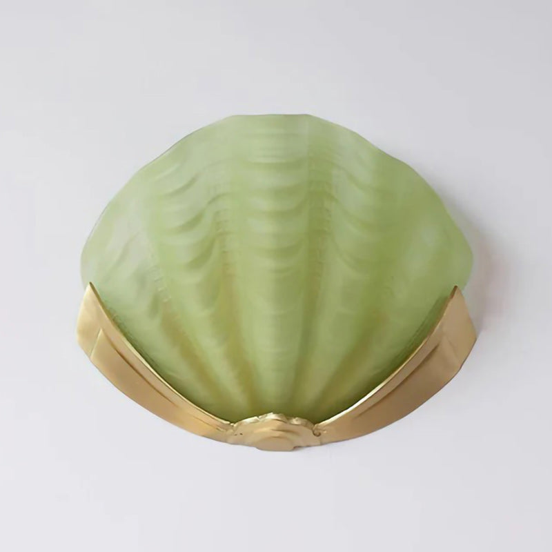 Glazen Wandlamp Schelp Design Messing & Glas Luxe Afwerking voor Gang en Slaapkamer