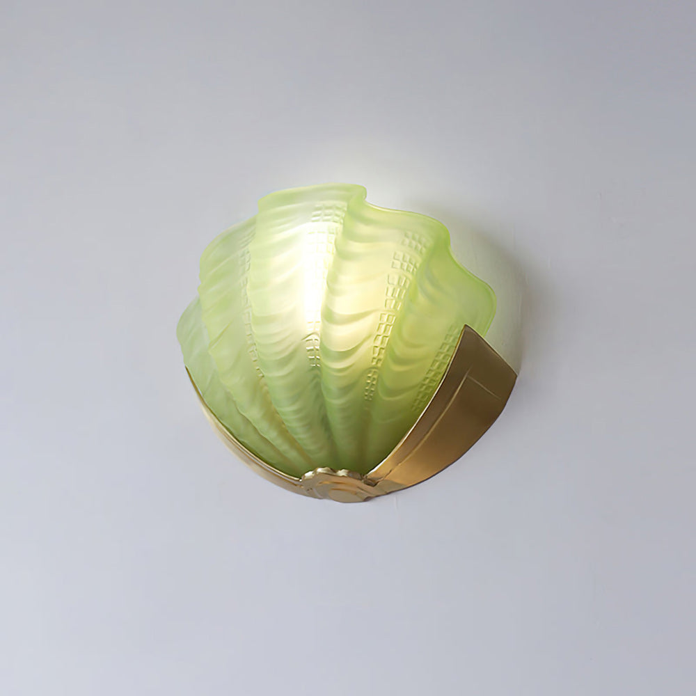 Glazen Wandlamp Schelp Design Messing & Glas Luxe Afwerking voor Gang en Slaapkamer