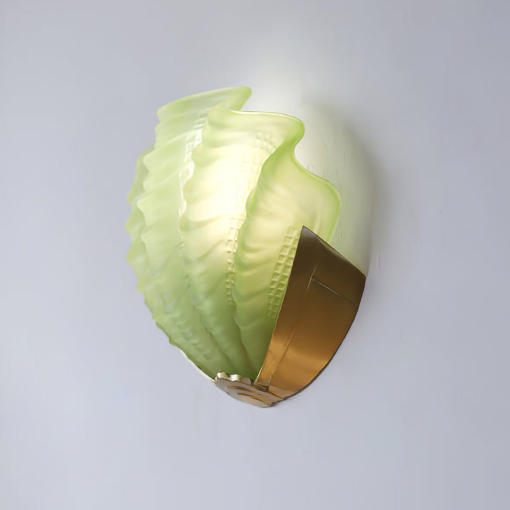 Glazen Wandlamp Schelp Design Messing & Glas Luxe Afwerking voor Gang en Slaapkamer