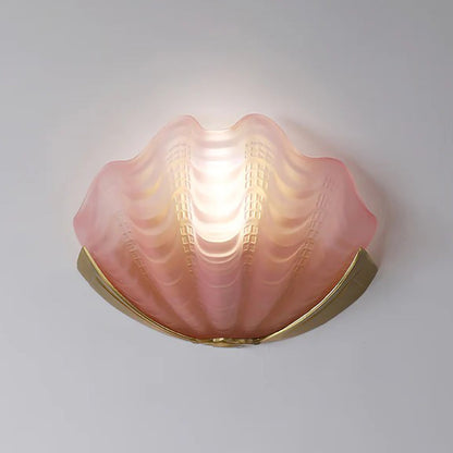 Glazen Wandlamp Schelp Design Messing & Glas Luxe Afwerking voor Gang en Slaapkamer