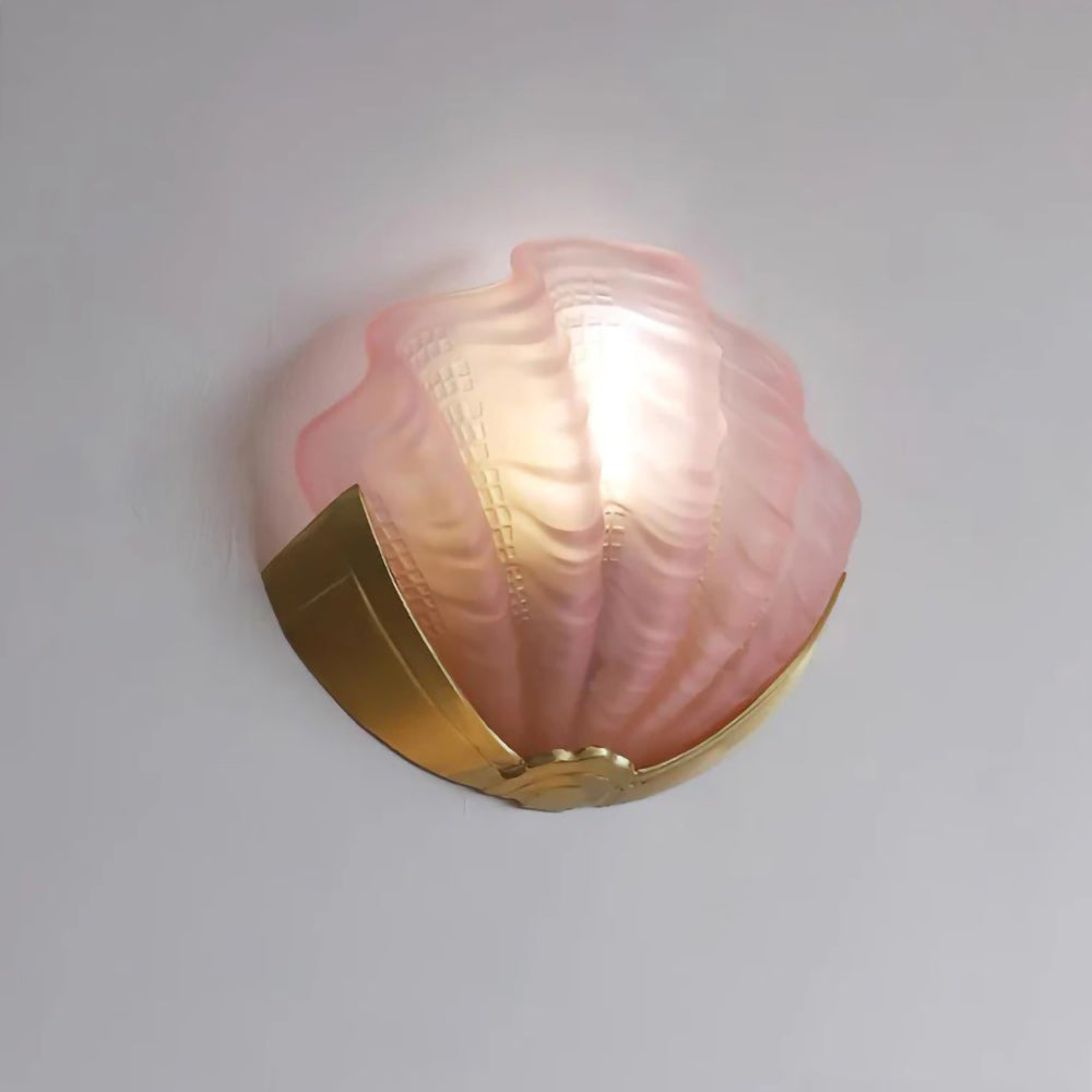 Glazen Wandlamp Schelp Design Messing & Glas Luxe Afwerking voor Gang en Slaapkamer