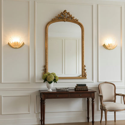 Glazen Wandlamp Schelp Design Messing & Glas Luxe Afwerking voor Gang en Slaapkamer