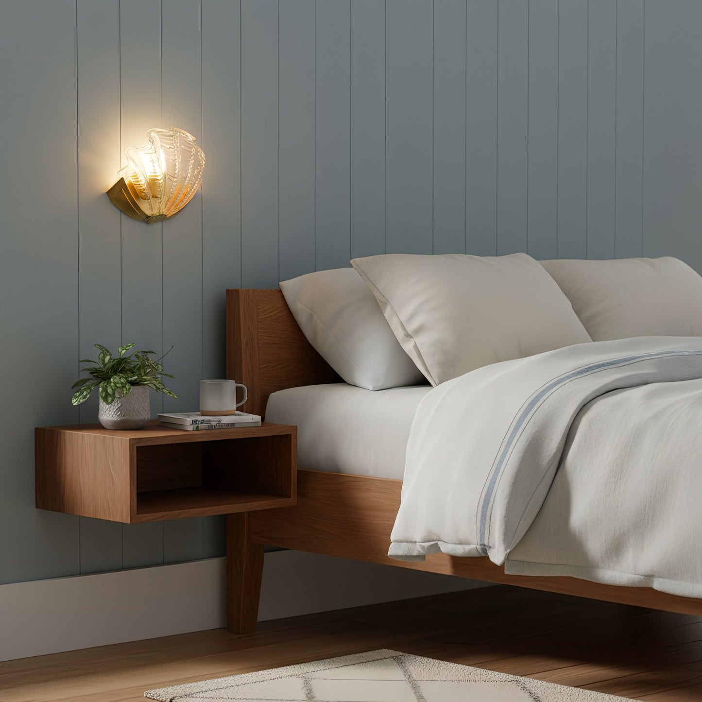 Glazen Wandlamp Schelp Design Messing & Glas Luxe Afwerking voor Gang en Slaapkamer