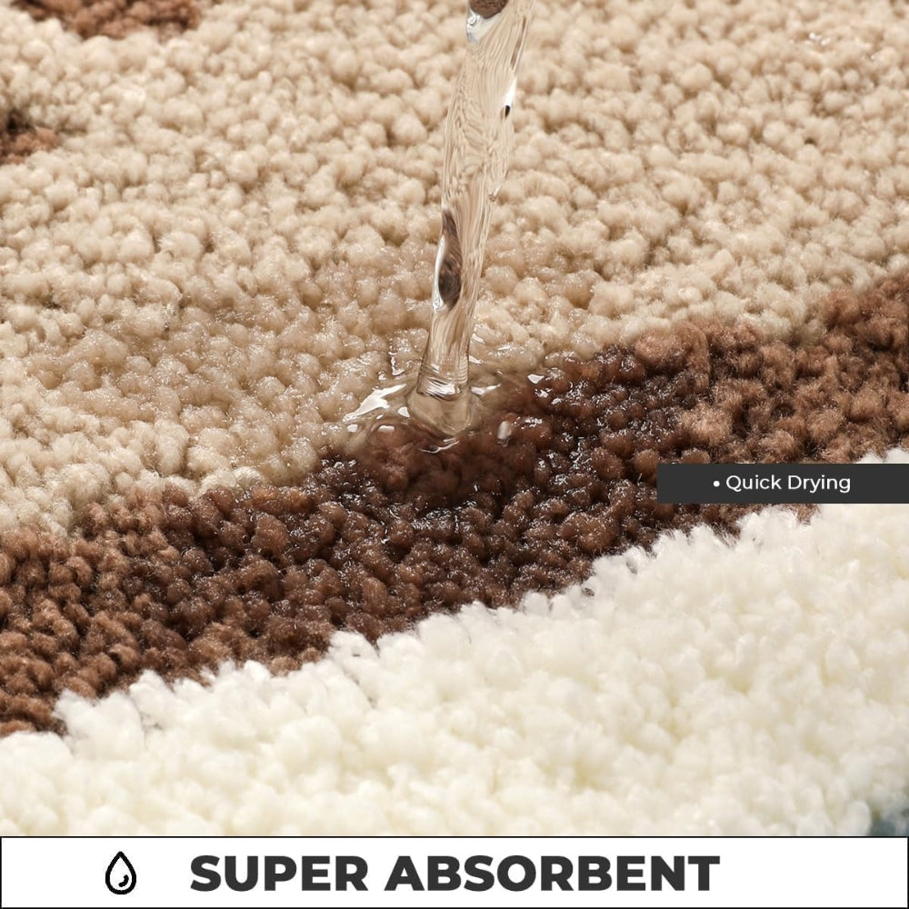 Strandvloetafdruk Badmat – Absorberend Flocking Zacht Tapijt Anti-Slip Kustpatroon Badkamer Vloermat 51x81cm – Maritiem Stranddesign Douchemat met Voetsporen