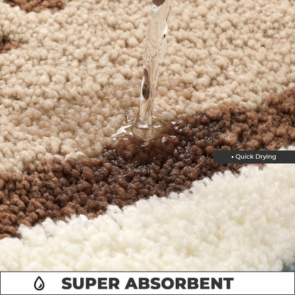 Strandvloetafdruk Badmat – Absorberend Flocking Zacht Tapijt Anti-Slip Kustpatroon Badkamer Vloermat 51x81cm – Maritiem Stranddesign Douchemat met Voetsporen
