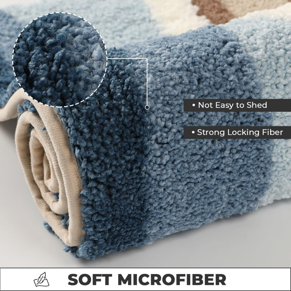 Strandvloetafdruk Badmat – Absorberend Flocking Zacht Tapijt Anti-Slip Kustpatroon Badkamer Vloermat 51x81cm – Maritiem Stranddesign Douchemat met Voetsporen