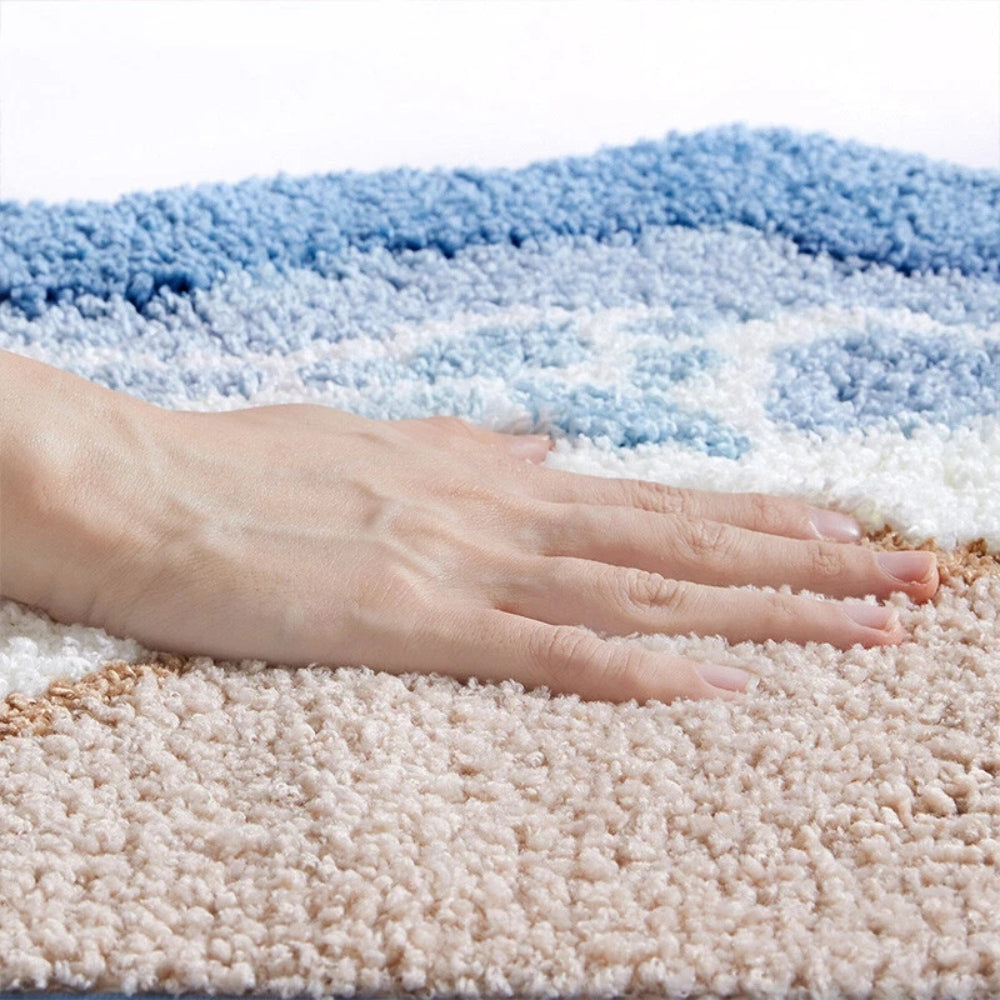 Badmat Microvezel Antislip Blauw Beige Badkamer Douchemat Zacht Absorberend Wasbaar Vloerkleed Badkamer