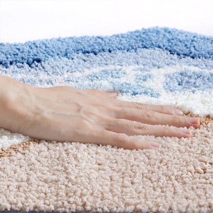 Badmat Microvezel Antislip Blauw Beige Badkamer Douchemat Zacht Absorberend Wasbaar Vloerkleed Badkamer
