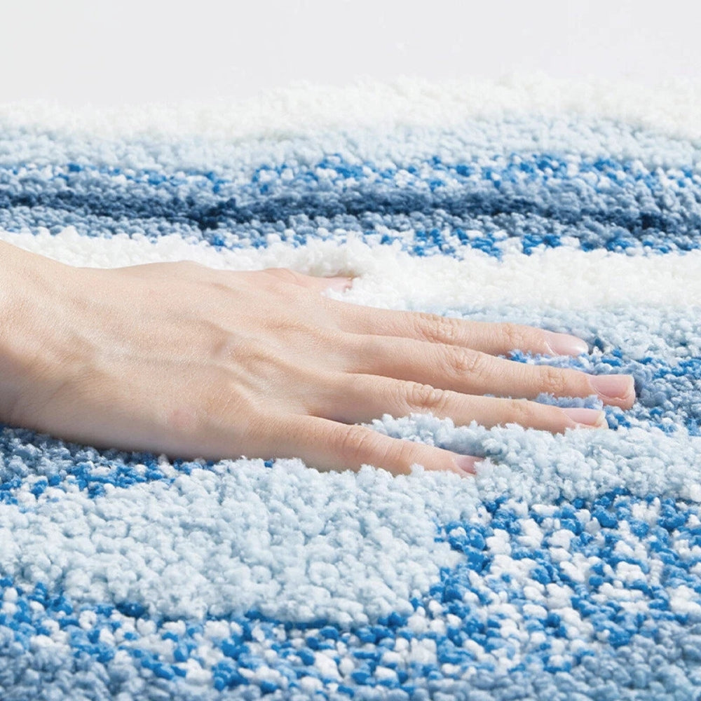 Strandvloetafdruk Badmat – Absorberend Flocking Zacht Tapijt Anti-Slip Kustpatroon Badkamer Vloermat 51x81cm – Maritiem Stranddesign Douchemat met Voetsporen