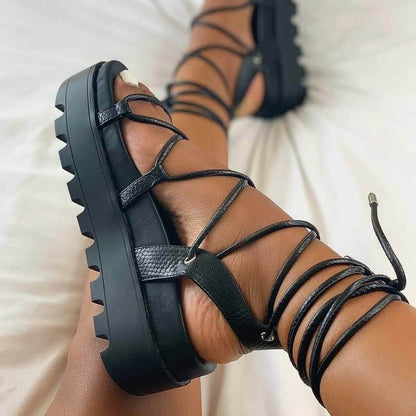 Leren Sandalen met Veters Mooi Ontwerp