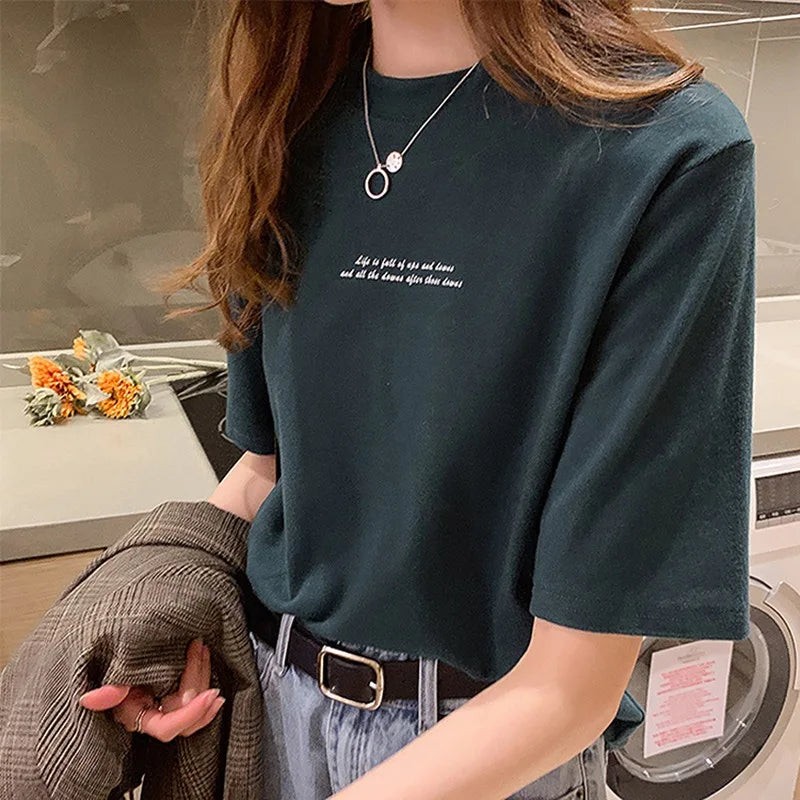 Zomer T-shirt Vrouwelijk Elegant Kort Model