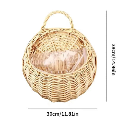 Hangmand Riet Naturel Wanddecoratie Tuin Balkon Woonkamer Handgemaakt Bloempot Mand Rotan Plantenmand Binnen Buiten
